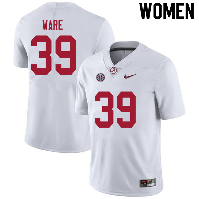 Women #39 Carson Ware Alabama White Tide College Football Jerseys Sale-White